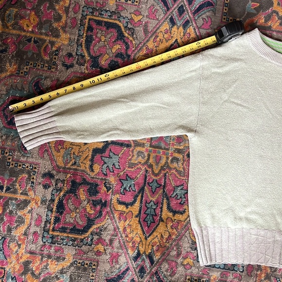 Free People Street Fair Knit Oversized Pullover Sweater Light Green & Grey sz S - Picture 8 of 12